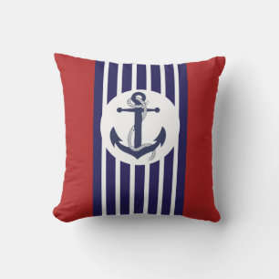 Blauw En Witte Strepen Met Anker Buitenkussen