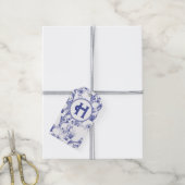 Blauw- en witte toile cadeaulabel (Met Touw)