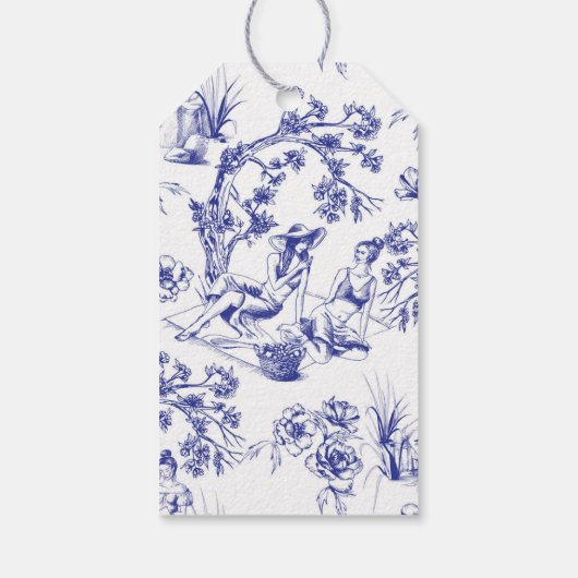 Blauw- en witte toile cadeaulabel (Achterkant)