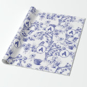 Blauw- en witte toile cadeaupapier (Uitgerold)
