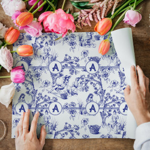 Blauw- en witte toile cadeaupapier