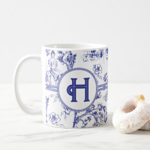Blauw- en witte toile koffiemok