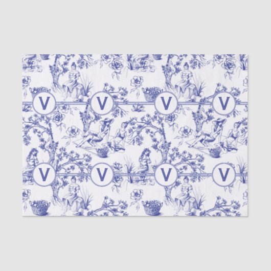 Blauw- en witte toile tissuepapier (Voorkant)