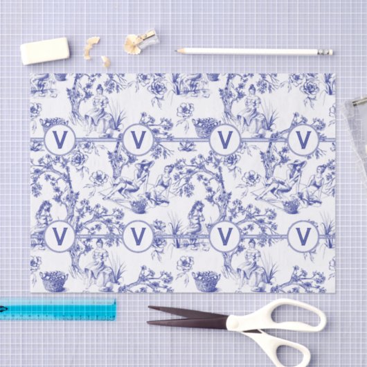 Blauw- en witte toile tissuepapier (Craft)