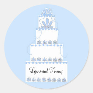 Blauw en Witte Trouwtaart Ronde Sticker