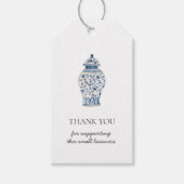 Blauw en witte urn Dank je Label Cadeaulabel (Voorkant)