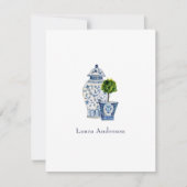 Blauw- en witte urn en piraatvlak bedankkaart (Voorkant)