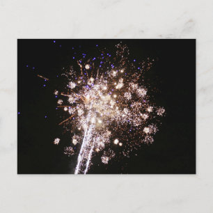Blauw en witte vuurwerk briefkaart