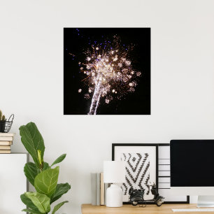 Blauw en Witte Vuurwerk Poster