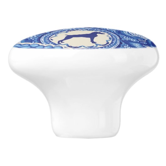 BLAUW EN WITTE WEIM KNOB KERAMISCHE KNOP (Zijkant)