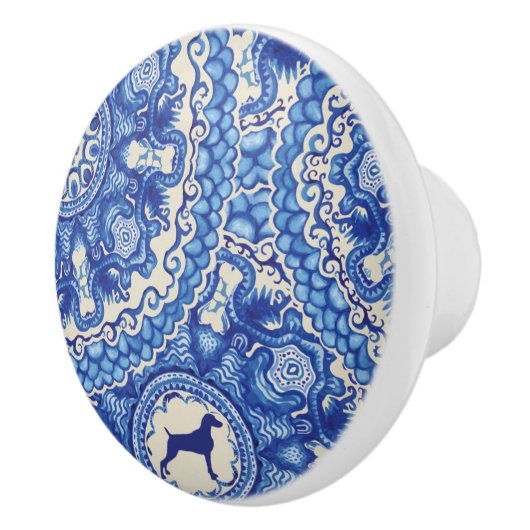 BLAUW EN WITTE WEIM KNOB KERAMISCHE KNOP (Rechts)