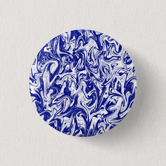 Blauw en witzwijn ronde button 3,2 cm (Voorkant)