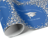 Blauw en Zilver Afstuderen Cadeaupapier (Rol Hoek)