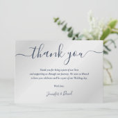 Blauw en Zilver Bruiloft Bedankkaart (Staand voorkant)