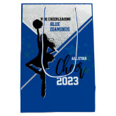 Blauw en Zilver Cheer Gyms Medium Cadeauzakje (Achterkant)
