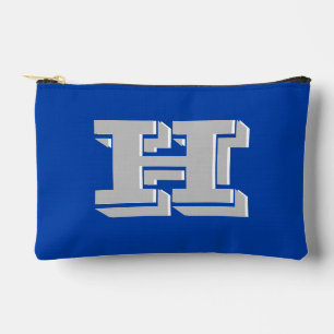 Blauw en Zilver College Block Lettertype Initiaal Etui