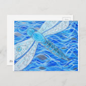 Blauw- en Zilver-dragonfly-schildering Briefkaart (Voorkant / Achterkant)