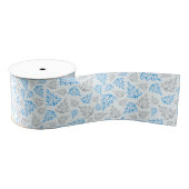 Blauw en zilver Elegant kerstbomen Pattern Grosgrain Lint (Spoel)