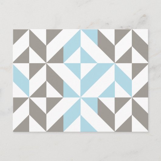 Blauw en zilver Geometric ZigZag Briefkaart (Voorkant)