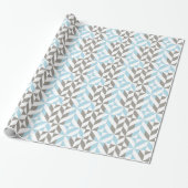 Blauw en zilver Geometric ZigZag Cadeaupapier (Uitgerold)