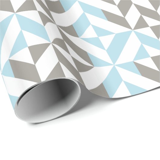Blauw en zilver Geometric ZigZag Cadeaupapier (Rol Hoek)