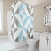 Blauw en zilver Geometric ZigZag Douchegordijn (In situ)