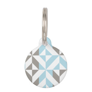 Blauw en zilver Geometric ZigZag Huisdierpenning