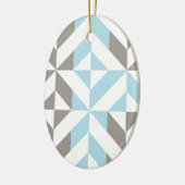 Blauw en zilver Geometric ZigZag Keramisch Ornament (Links)