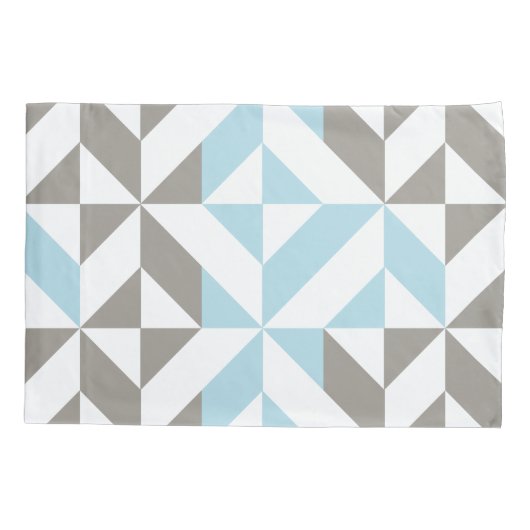 Blauw en zilver Geometric ZigZag Kussensloop (Achterkant-Links)