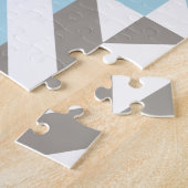 Blauw en zilver Geometric ZigZag Legpuzzel (Zijkant)