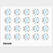 Blauw en zilver Geometric ZigZag Ronde Sticker (Vel)