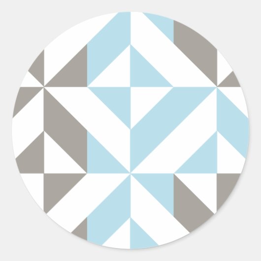 Blauw en zilver Geometric ZigZag Ronde Sticker (Voorkant)