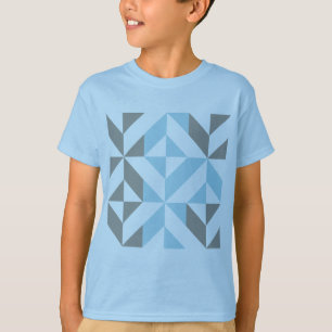 Blauw en zilver Geometric ZigZag T-shirt