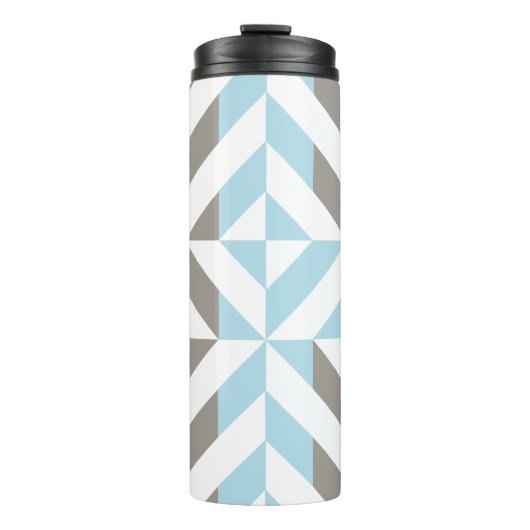 Blauw en zilver Geometric ZigZag Thermosbeker (Voorkant)