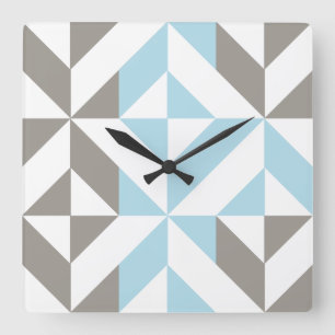 Blauw en zilver Geometric ZigZag Vierkante Klok
