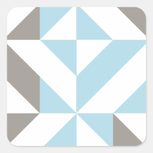 Blauw en zilver Geometric ZigZag Vierkante Sticker