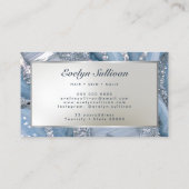 Blauw en Zilver glitter marmer visitekaartje (Achterkant)