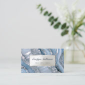 Blauw en Zilver glitter marmer visitekaartje (Staand voorkant)