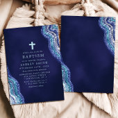 Blauw en Zilver Glitter Wave Water Doop Kaart