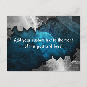 Blauw en zilver Grunge Metal/Stone Design Briefkaart