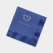 Blauw en zilver hart monogrammed bruiloft op maat folie servetten (Links)