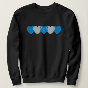 Blauw en Zilver Hart Voetbal Donker Trui
