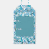 Blauw en zilver Holiday Wreath Cadeaulabel (Achterkant)