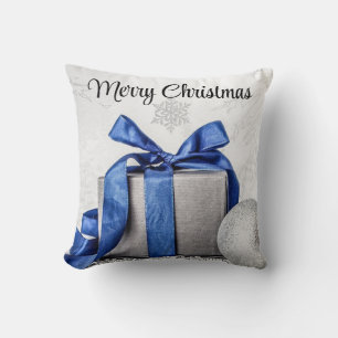 Blauw en Zilver Kerstcadeaus Kussen