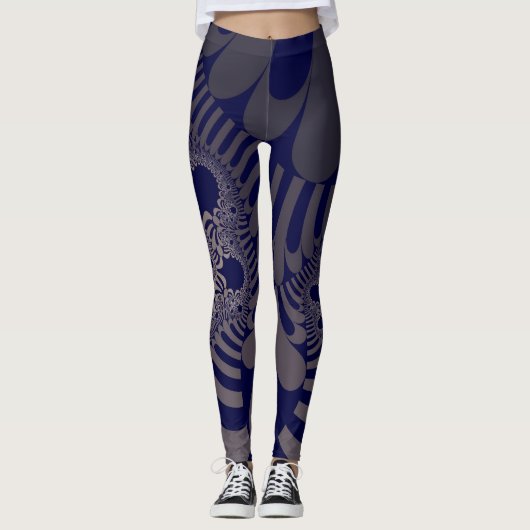 Blauw en zilver leggings (Voorkant)