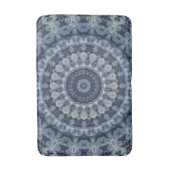 Blauw en Zilver Mandala Patroon Ontwerp Badmat (Voorkant Verticaal)