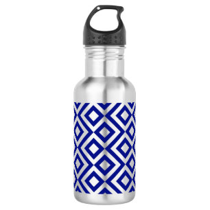 Blauw en zilver Meander Waterfles