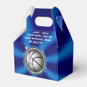 Blauw en Zilver Meisjes Basketbal Treat Tassen Doz Bedankdoosjes (Voorkant Zijde)