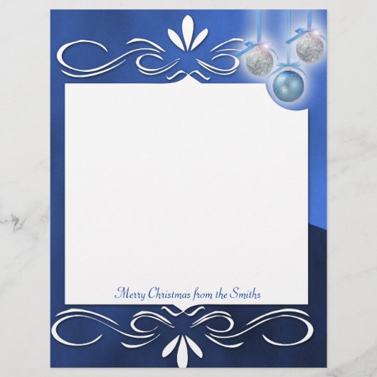 Blauw en zilver Ornamenten op een blauw (Voorkant)