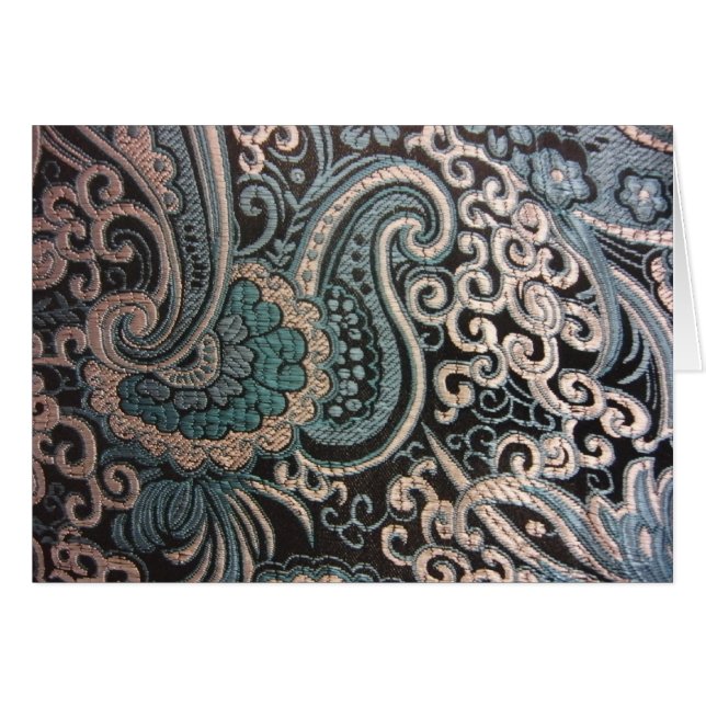 Blauw en zilver Paisley Brocade (Voorkant Horizontaal)
